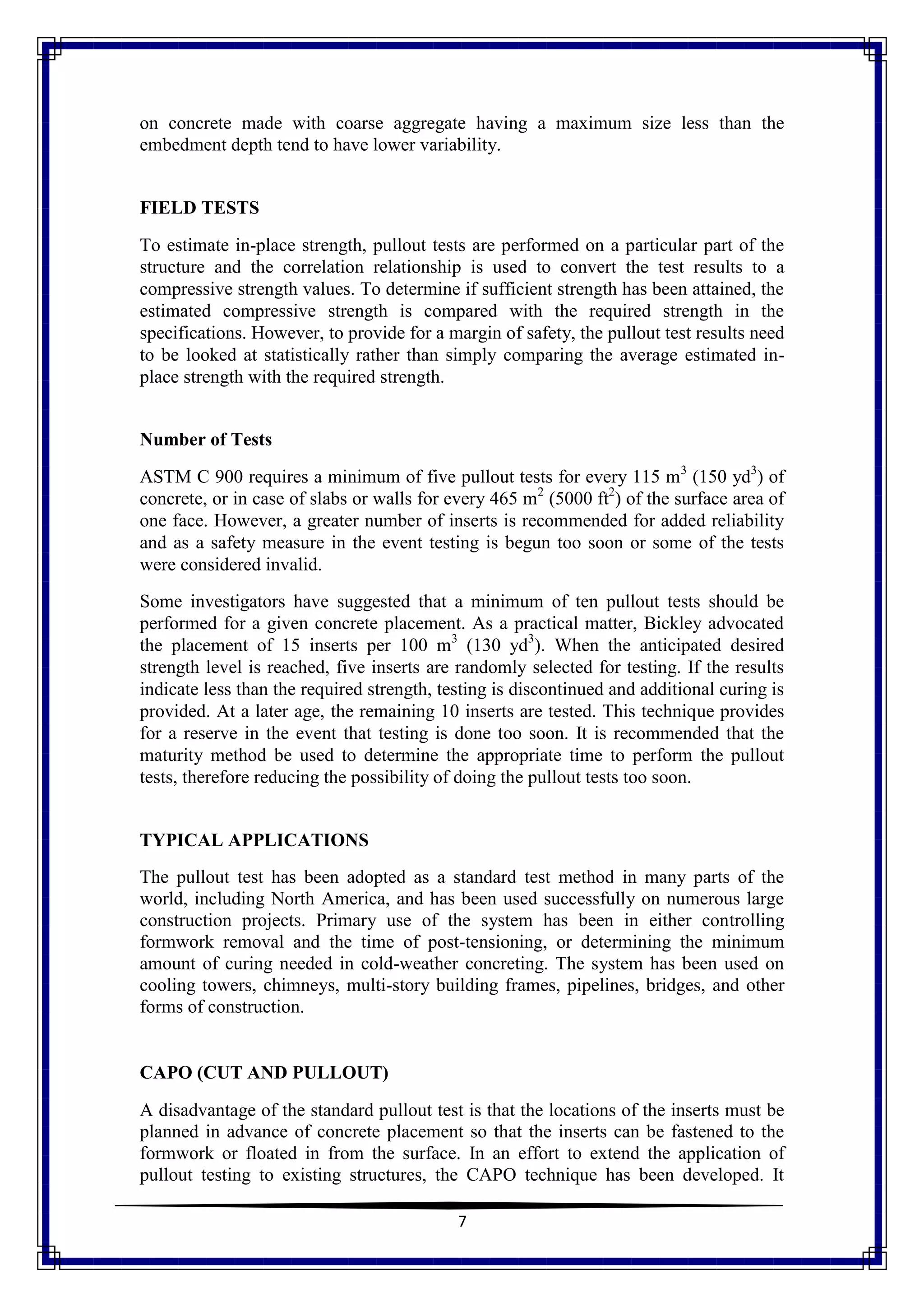 Pullout test as nondestructive test method in structural engineering | PDF