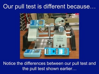What are the standards for our pull test system?