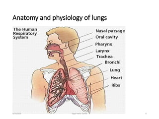 Anatomy and physiology of lungs
86/19/2016 Sagar kishor Savale
 