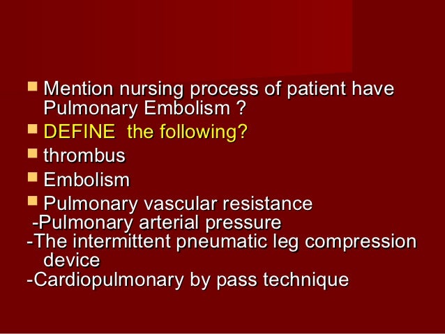 pulmonary embolism define pulmonary embolism
