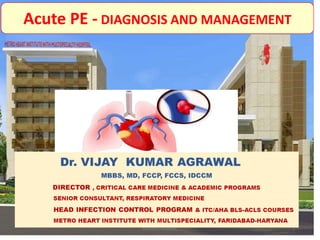 DR VIJAY K AGRAWAL 1
Acute PE - DIAGNOSIS AND MANAGEMENT
 