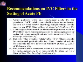 Recommendations on IVC Filters in the
Setting of Acute PE
 