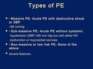 Pe Type Chart Pulmonary embolism managenent | PPT