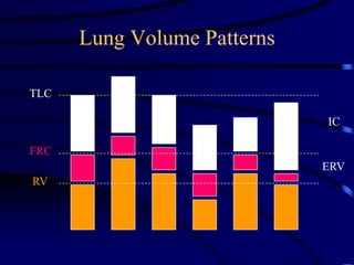 Lung Volume Patterns
TLC
FRC
RV
ERV
IC
 