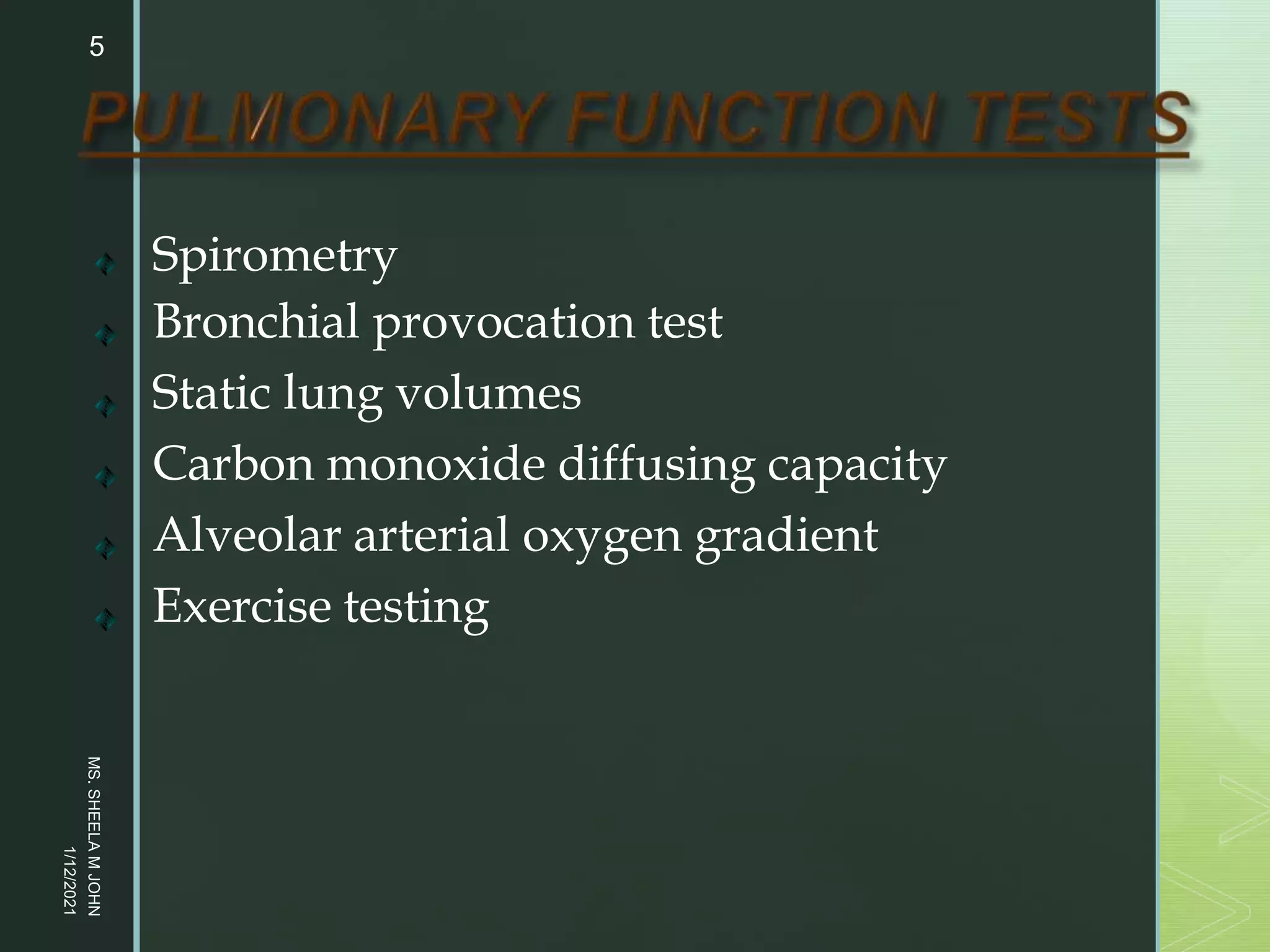 Pulmonary function test | PPT