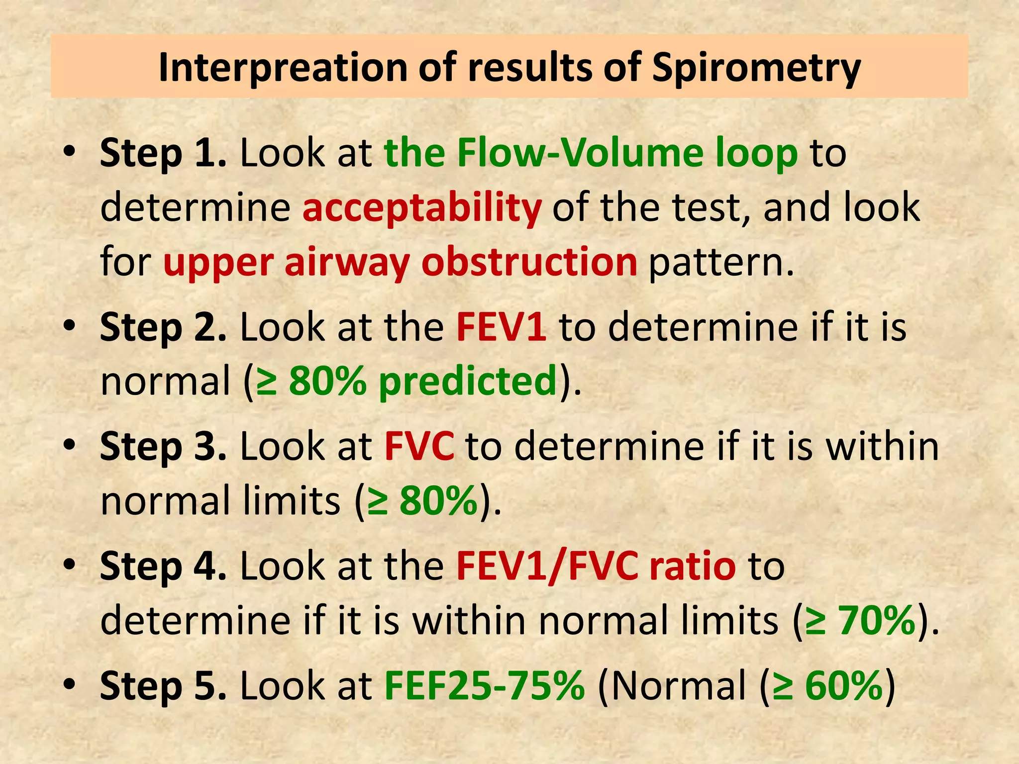 Spirometry Obstructive Pattern Fvc Pulmonary function testing (spirometry ) | PDF