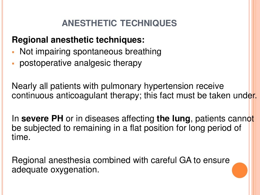 Pulmonary hypertension and anesthesia