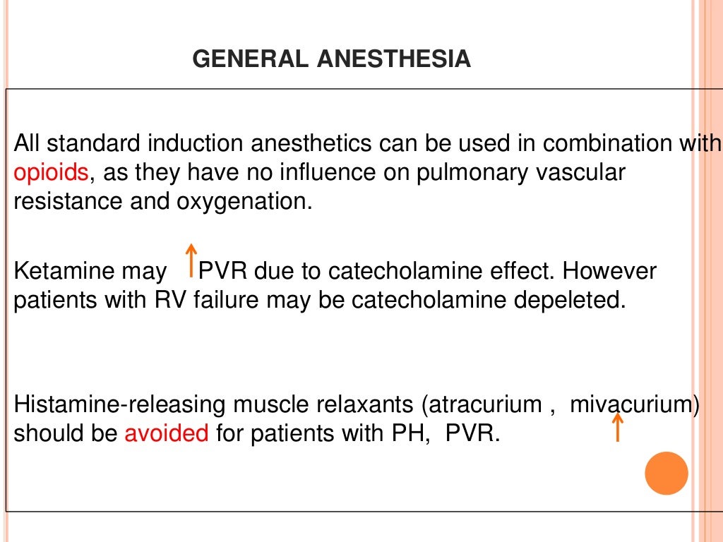 Pulmonary hypertension and anesthesia
