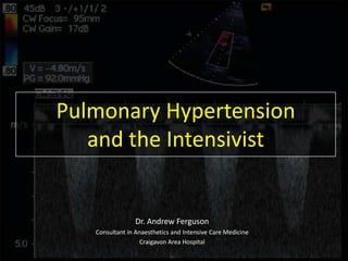 Pulmonary Hypertensionand the Intensivist Dr. Andrew Ferguson Consultant in Anaesthetics and Intensive Care Medicine Craigavon Area Hospital 