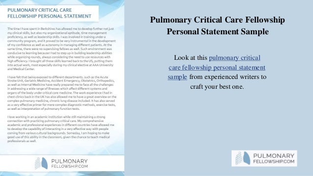pulmonary fellowship personal statement examples