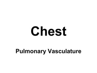 Chest
Pulmonary Vasculature
 