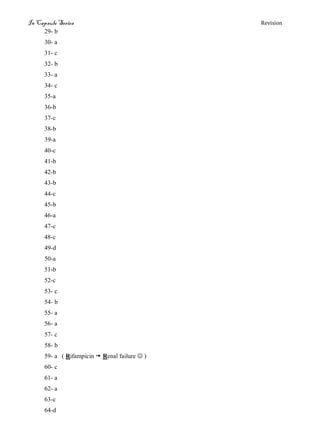 In Capsule Series Revision
29- b
30- a
31- c
32- b
33- a
34- c
35-a
36-b
37-c
38-b
39-a
40-c
41-b
42-b
43-b
44-c
45-b
46-a
47-c
48-c
49-d
50-a
51-b
52-c
53- c
54- b
55- a
56- a
57- c
58- b
59- a ( Rifampicin  Renal failure  )
60- c
61- a
62- a
63-c
64-d
 
