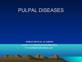 PULPAL DISEASES




    INDIAN DENTAL ACADEMY
 Leader in Continuing Dental Education
   www.indiandentalacademy.com




        www.indiandentalacademy.com
 