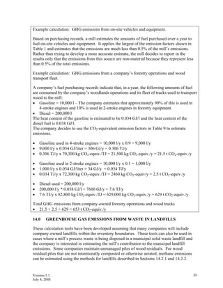 CALCULATION TOOLS FOR ESTIMATING GREENHOUSE GAS EMISSIONS FROM PULP AND ...