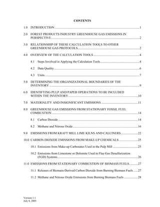 CALCULATION TOOLS FOR ESTIMATING GREENHOUSE GAS EMISSIONS FROM PULP AND ...
