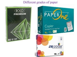 Different grades of paper
 