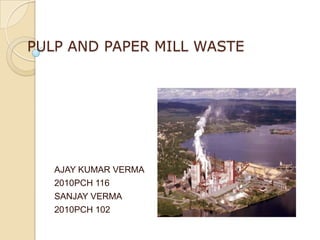 PULP AND PAPER MILL WASTE




   AJAY KUMAR VERMA
   2010PCH 116
   SANJAY VERMA
   2010PCH 102
 