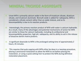 Mta Rsetting Reaction Pulp protection in operative dentistry | PPTX
