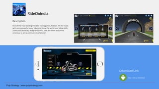 RideOnIndia
Description
One of the most exciting free bike racing games, RideOn. Hit the roads
with some powerful super bikes and show the world your biking skills.
Zoom past obstacles, dodge the traffic, beat the timer and arrive
victorious to win a premium smartphone!
Download Link
http://bit.ly/1RA6QsZ
 
