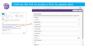 Click on the link to access a form to update data