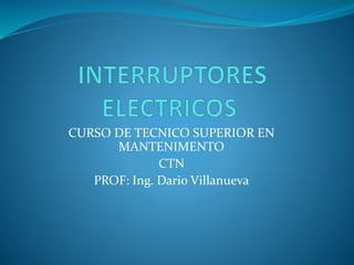 CURSO DE TECNICO SUPERIOR EN
MANTENIMENTO
CTN
PROF: Ing. Dario Villanueva
 