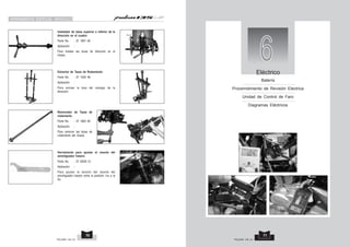HERRAMIENTA ESPECIAL VEHICULO
Instalador de tazas superior e inferior de la
dirección en el cuadro
Parte No. : 37 1801 06
Aplicación :
Para instalar las tazas de dirección en el
chasis.
Extractor de Tazas de Rodamiento
Parte No. : 37 1030 48
Aplicación :
Para extraer la taza del vástago de la
dirección.
Removedor de Tazas de
rodamiento
Parte No. : 37 1805 06
Aplicación :
Para remover las tazas de
rodamiento del chasis.
Herramienta para ajustar el resorte del
amortiguador trasero
Parte No. : 37 00DS 01
Aplicación :
Para ajustar la tensión del resorte del
amortiguador trasero entre la posición 1ra a la
5a.
6
Eléctrico
Batería
Procemidmiento de Revisión Electrica
Unidad de Control de Faro
Diagramas Eléctricos
PULSAR 135 LS PULSAR 135 LS
71
70
 