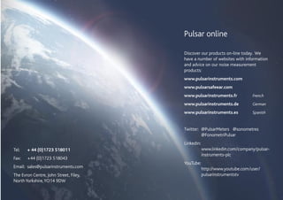 Pulsar Instruments - Occupational Noise Measurement | PDF