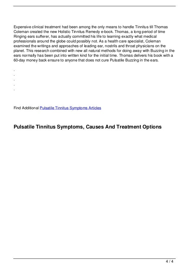 Pulsatile Tinnitus Natural Treatment Pulsatile Tinnitus Natural Treatment