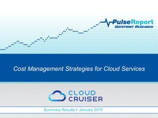 Summary Results • January 2015
Cost Management Strategies for Cloud Services
 