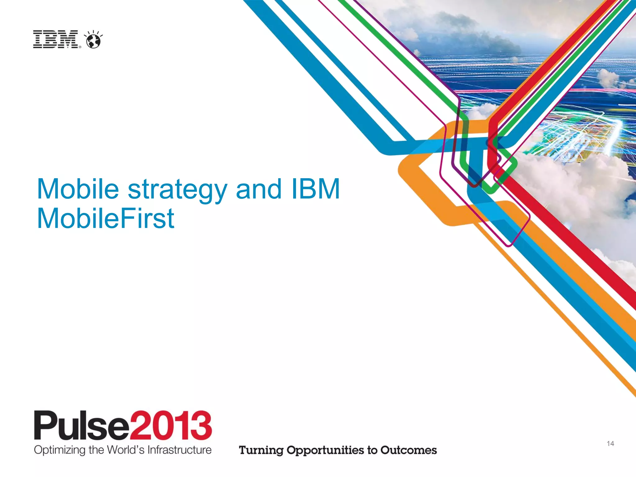 Mobile strategy and IBM
MobileFirst




                          14
 