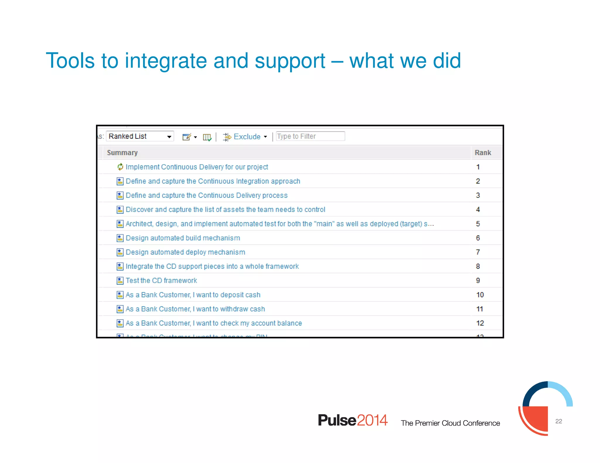 22
Tools to integrate and support – what we did
 