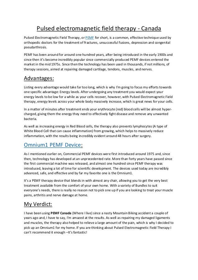 Pulsed field therapy Canada