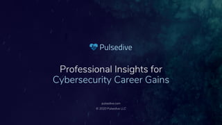 Professional Insights for
Cybersecurity Career Gains
pulsedive.com
© 2020 Pulsedive LLC
 