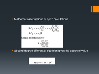  Mathematical equations of sp02 calculations
 Second degree differential equation gives the accurate value
 