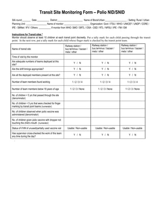 Sia Checklist Example Pulse Polio SIA monitoring Checklist formats.doc