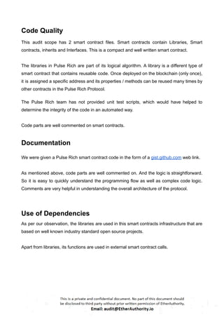 Pulse Rich – Smart Contract Security Audit Report by EtherAuthority | PDF