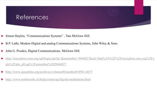 References


Simon Haykin, “Communications Systems” , Tata McGraw Hill.



B.P. Lathi, Modern Digital and analog Communications Systems, John Wiley & Sons.



John G. Proakis, Digital Communications. McGraw Hill.



http://ieeexplore.ieee.org/xpl/login.jsp?tp=&arnumber=5044827&url=http%3A%2F%2Fieeexplore.ieee.org%2Fx
pls%2Fabs_all.jsp%3Farnumber%3D5044827



http://www.ijcaonline.org/archives/volume40/number8/4981-6675



http://www.mathworks.in/help/comm/ug/digital-modulation.html

 