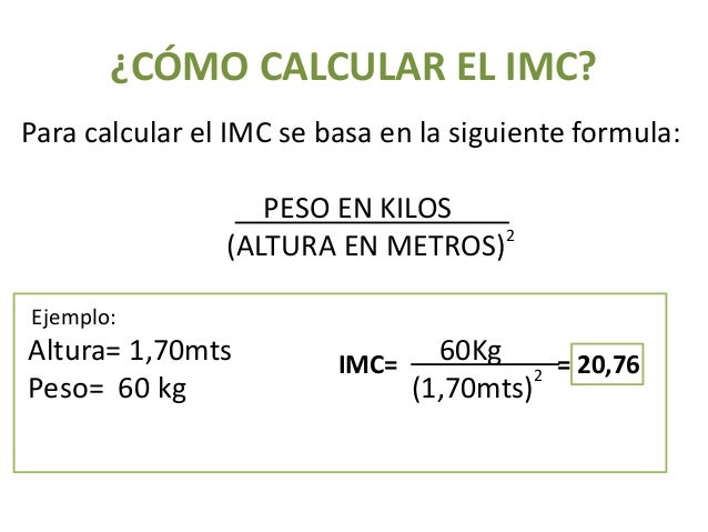 formula calculo imc niños