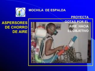 MOCHILA DE ESPALDA

ASPERSORES
DE CHORRO
DE AIRE

PROYECTA
GOTAS POR EL
AIRE HACIA
EL OBJETIVO

 