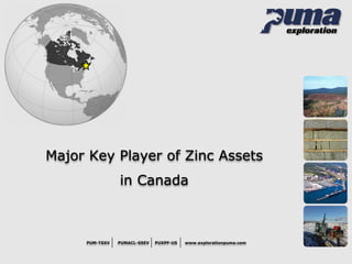 Major Key Player of Zinc Assets
in Canada
www.explorationpuma.comPUMACL-SSEV PUXPF-USPUM-TSXV
 