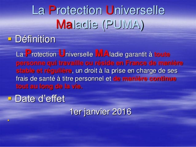 protection universelle maladie puma cotisation