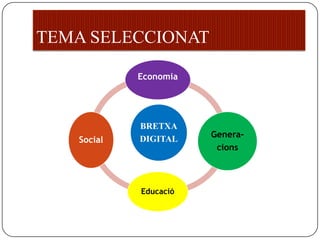PART IIntroduccióJustificacióTema seleccionatObjectiusDestinatarisContinguts temàtics complementarisReflexió.PART IIProcés pel desenvolupament del treball.Principals descobrimentsLimitacionsRecomanacions de milloraAl docentAl programa de l’assignatura