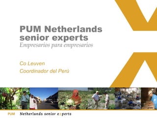 PUM Netherlands
senior experts
Empresarios para empresarios
Co Leuven
Coordinador del Perú
 