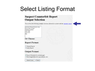 Select Listing Format
 