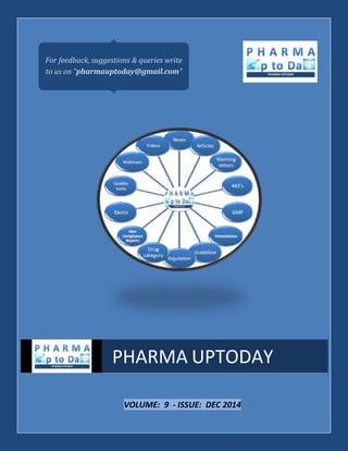 VOLUME: 9 - ISSUE: DEC 2014 |
PHARMA UPTODAY
For feedback, suggestions & queries write
to us on “pharmauptoday@gmail.com”
 