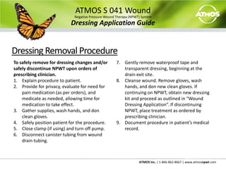 Instruction for UseATMOS S 041 WoundNegative Pressure Wound Therapy (NPWT) SystemDressing Application GuideDressing Kit OptionsATMOS has 4 types of dressing kits available.Sterile and single use only.