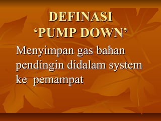 DDEEFFIINNAASSII 
‘‘PPUUMMPP DDOOWWNN’’ 
MMeennyyiimmppaann ggaass bbaahhaann 
ppeennddiinnggiinn ddiiddaallaamm ssyysstteemm 
kkee ppeemmaammppaatt 
 