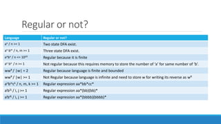 Pumping Lemma and Regular language or not? | PDF