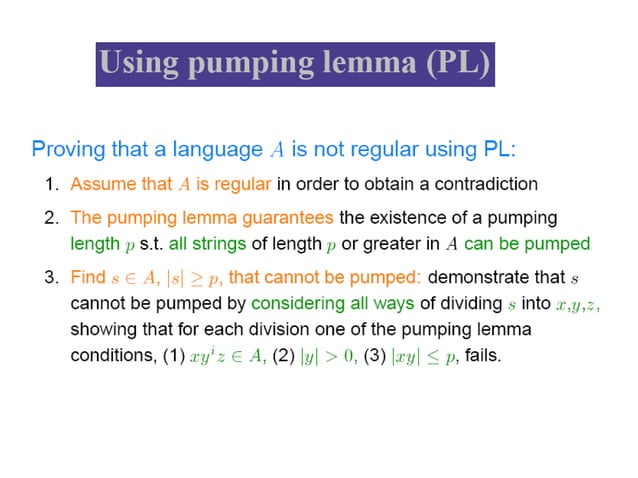 Pumping lemma for regular language | PPT