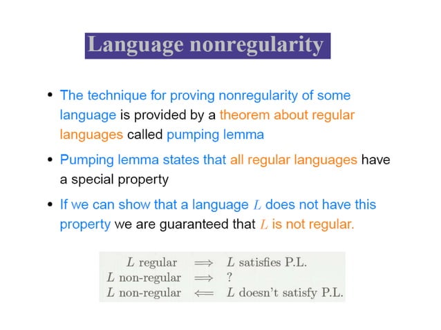 Pumping lemma for regular language | PPT